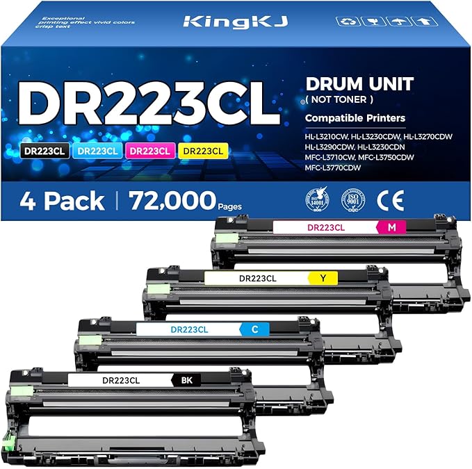 DR223CL DR-223CL Drum Unit (Not Toner)Set 4-Pack Replacement Compatible for Brother DR-223CL Imaging Drum HL-L3270CDW HL-L3210CW MFC-L3770CDW HL-L3290CDW MFC-L3750CDW L3710CW L3230CDW L3230CDN Printer