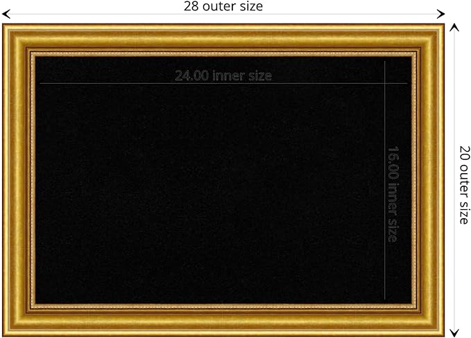 Amanti Art Black Cork Board for Wall, 20x28 Vision Board with Gold Wood Frame, Medium Corkboard Office Decor for Home Organization, Traditional Corkboard Pinboard to display items for home