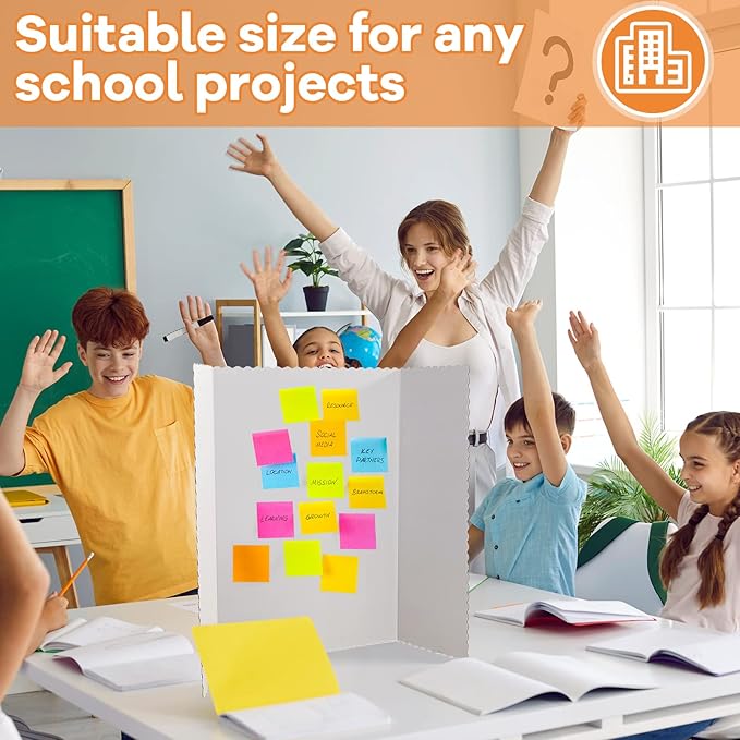 Ctosree 50 Pcs Tri Fold Display Board,36" x 48" Portable Lightweight Foldable Presentation Poster Board for Office Projects Exhibitions Workshops, White