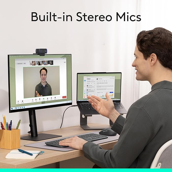 Logitech C920x HD Pro Webcam, Full HD 1080p/30fps Video, Clear Audio, HD Light Correction, PC Camera Webcam, Works with Skype, Zoom, Facetime, PC, Laptop, Mac, Tablet - Black