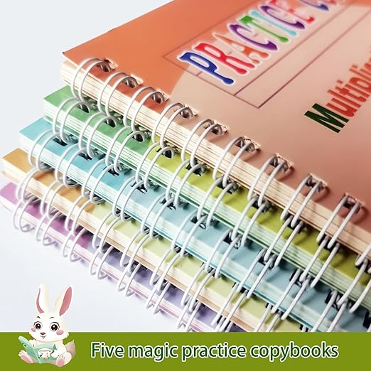 Magic Grooved Practice Copybook 5 Pack with Pens, Groove Reusable Magical Handwriting Workbooks, Tracing Letters Numbers, Math, Kindergarten Sight Words for Kids Ages 3-8 for Preschool(5books+Pens）