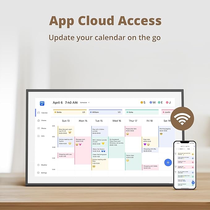 Dragon Touch 21.5" Digital Calendar Chore Chart – 1080P Full HD Interactive Touchscreen, Smart Family Planner, Hearth Display Digital Calendar Wall & Desk Mountable for Seamless Scheduling Black