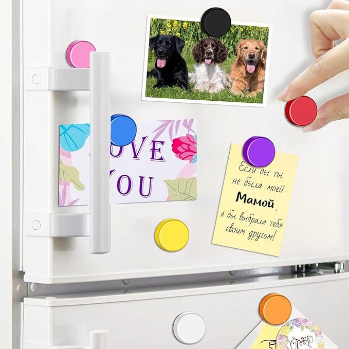 Qualsen Fridge Magnets, 20pcs Refrigerator Magnets, Small Magnet for Whiteboard, Mini Cute Magnet for Fridge, Locker, White Board, Kitchen, Office, Classroom (10 Colors)