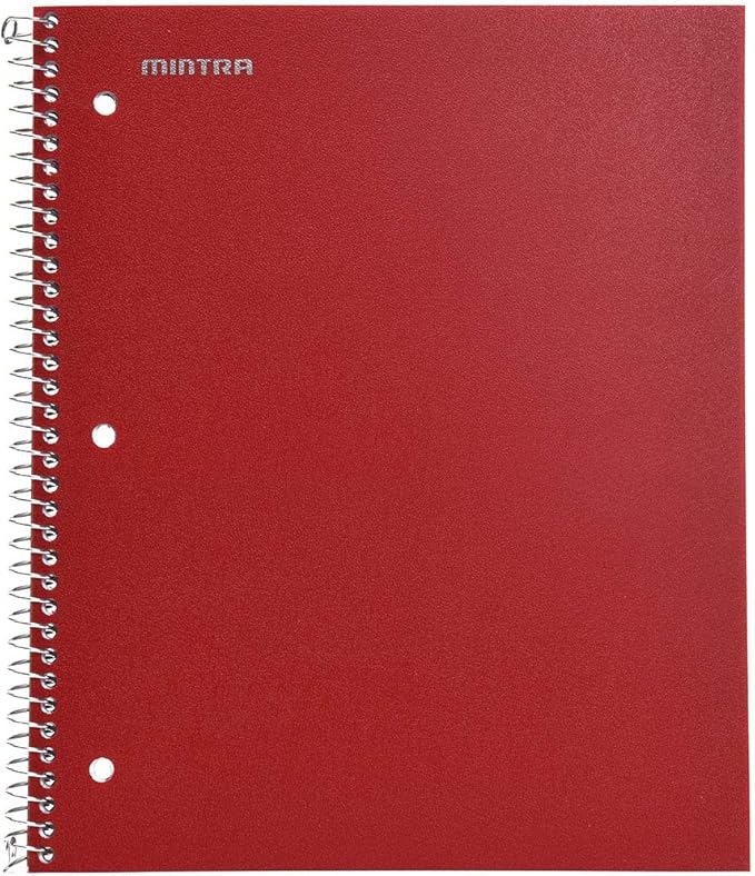 Mintra Office Durable Spiral Notebooks, 1 Subject, (Arctic Ice, Chili Oil, Green Olive, Wide Ruled 3pk)