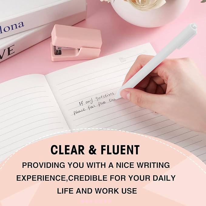 Fulmoon 50 Pcs Ballpoint Pens Bulk Retractable Comfortable Writing Pens Cute Back to School Supplies in Medium Point 1.0 mm for Teacher Student Bridal Shower Baby Shower (White)