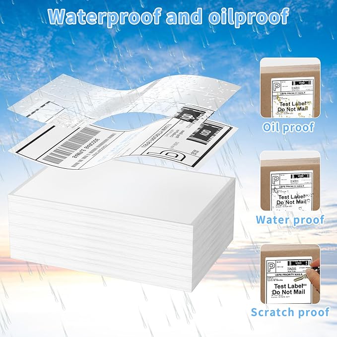 Direct Thermal Label-Shipping Label 4x6-NefLaca Thermal Printer Sticker 4"x6"-Mailing Label,Compatible with Rollo,Nelko,Zebra. MUNBYN Printer,Fanfold Shipping Label(4 Packs of Total 8000 Labels)