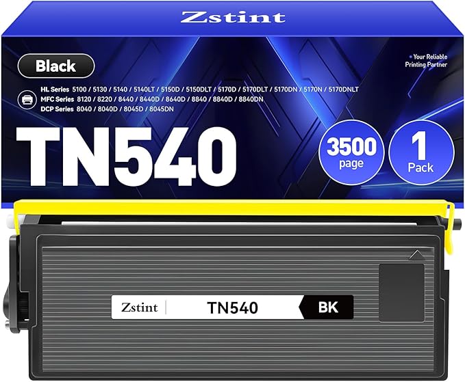 TN540 Toner Cartridge Black 1-Pack High Yield Replacement for Brother TN-540 Compatible with Brother DCP-8040 8045D 8045DN HL-5130 5140 HL-5150DLT HL-5170N MFC-8120 MFC-8440 MFC-8640D MFC-8840 Printer