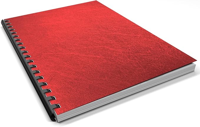 Binditek 50 Pack 16 Mil Leather Textured Polycovers - Binding Presentation Covers for Business Reports and Proposals 8-1/2 x 11 Inches, Red Color, for Students and Coworkers