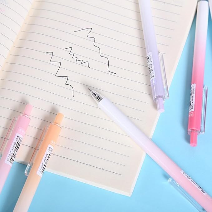 HeTaoCat Retractable Gel Pens, 0.5mm Fine Point, Quick Drying, Writing Drawing, Black ink gel pens, Box of 6 Pens (Black)