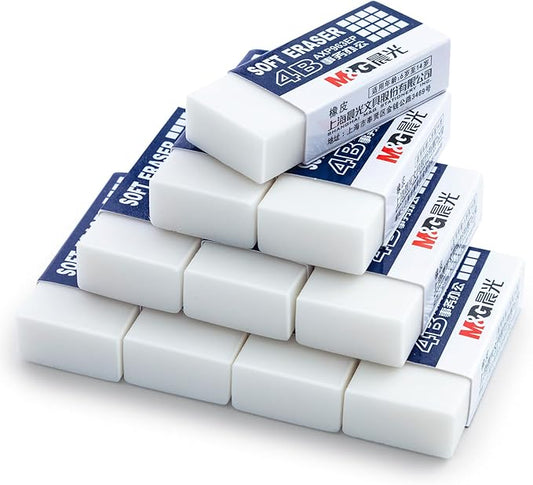 M&G 24 Pack Erasers Pencil Erasers, 4B White Rubber Eraser Rectangular Bulk for Kids School Students Office, Art Erasers for Drawing