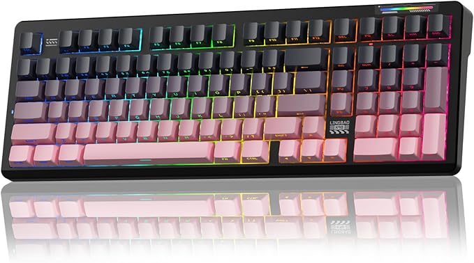 LINGBAO K98 Wireless Mechanical Gaming Keyboard, 10000mAh Battery Tri-Mode BT5.0/2.4GHz/USB-C, Gasket Custom Hot-Swappable Linear Switches Mechanical Keyboards, RGB Backlit Keyboard for PC Laptop