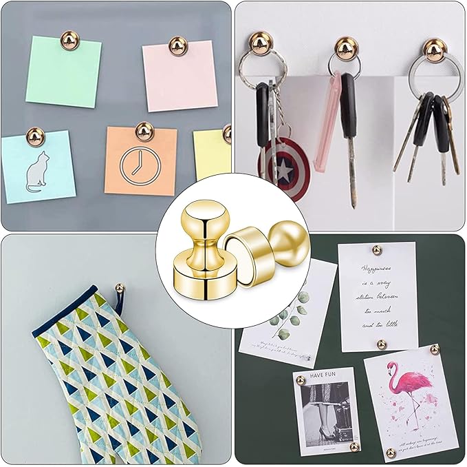 LOVIMAG 200Pcs Gold Fridge Magnets, Small and Strong Magnets for Whiteboard, Office, Classroom, Map, Kitchen Accessories, Office Accessories, Locker Accessories