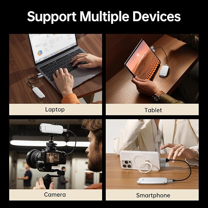 PHIXERO P10PRO External NVMe SSD 256GB, Up to 1050MB/s, USB 3.2 Gen2, Includes 2-in-1 USB C Cable, Portable Hard Drive for iPhone 15+/Android/Windows/Mac, White