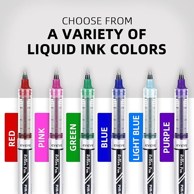 EYEYE Rollerball Pens Medium Point, 3 Assorted Colors 0.7mm Liquid Ink Roller Ball Pen Quick Dry, Ink Pen Fine Point Smooth Writing Pens for Journaling, Note Taking, Office, School Supplies