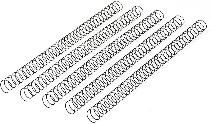 RAYSON 28.6mm Spiral Wire Coil Binding, 3:1 Pitch, 1-1/8" Metal Spiral Coils Binding 240 Sheets Capacity, Black Color & Pack of 50