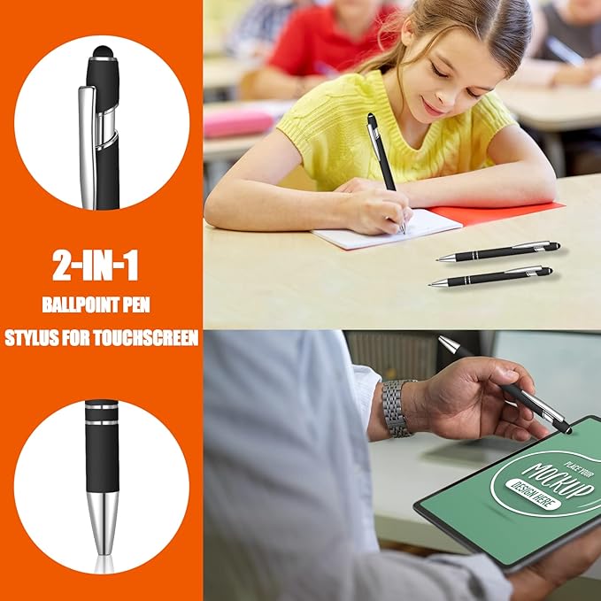 36 Pcs Blue Ink Ballpoint Pen with Stylus 2 in 1 Ballpoint Pen for Touch Screens School Office Coworkers (Multicolor)