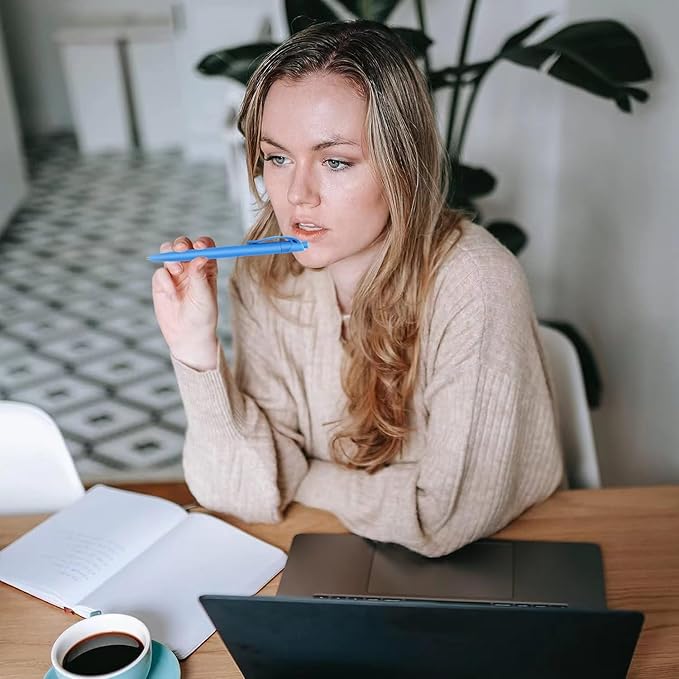 Aozora Pens Bulk 30 Pack Blue Click Pen No Bleed Wholesale Retractable Ballpoint Pens Medium Point,Smooth Ink Pen for Journaling School Office Supplies 1.0MM Blue Ink