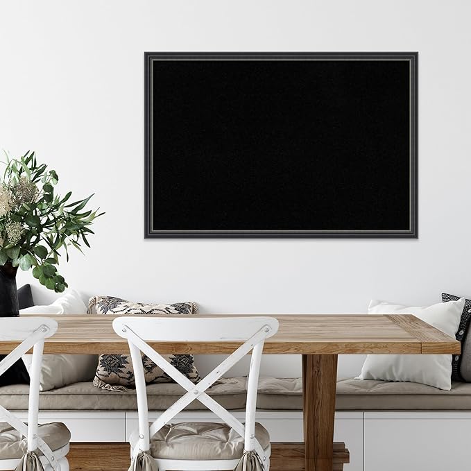 Amanti Art Black Cork Board for Wall, 26x38 Vision Board with Black Wood Frame, Large Corkboard Office Decor for Home Organization, Traditional Corkboard Pinboard to Display Items for Home