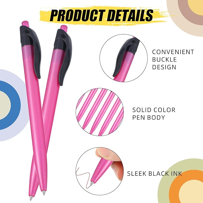 Retractable Red Ballpoint Pen for Smooth Writing 1.0mm Medium Pack of 50, Click pens with Comfort grip, Idea for Journaling, Planner, Note Taking Office School Supplies