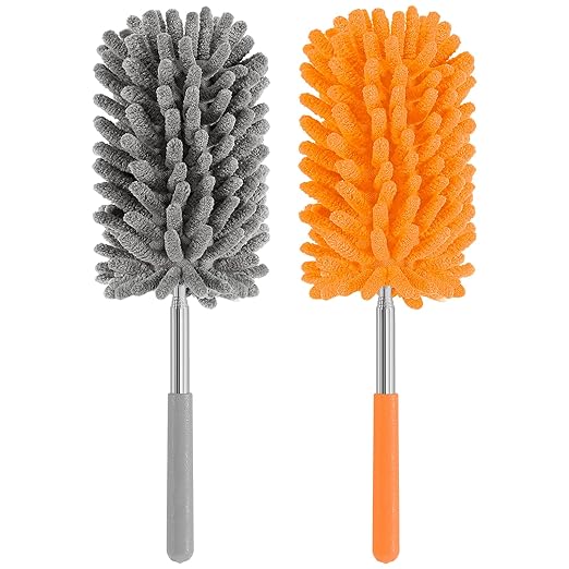 Mini Duster for Cleaning, 360° Bendable Hand Dusters with Extension Pole, Washable Small Duster for Car Interior, Office, Furniture
