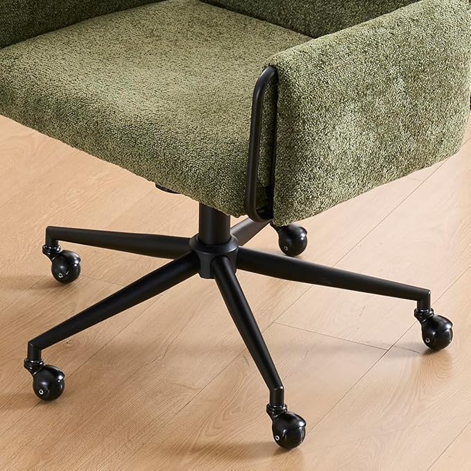 Kidol & Shellder Office Desk Chair Set of 4 with Arm, Swivel Adjustable Height with Wheels Comfortable Wide Seat for Home Office, Bedroom, Makeup Room, Green