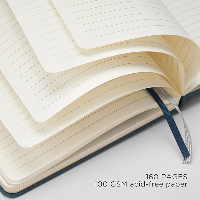 A5 Lined Leather Journal and Pen Set for Women&Men, Gift Box Included, Hardcover Notebook with 160 Pages 100GSM Thick Paper, for Work, Business, School or Home Writing(Brown)