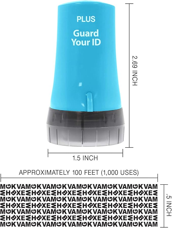 Plus The Original Guard Your ID Advanced Security Roller 2.0 for Identity Theft Prevention Stamping Turquoise