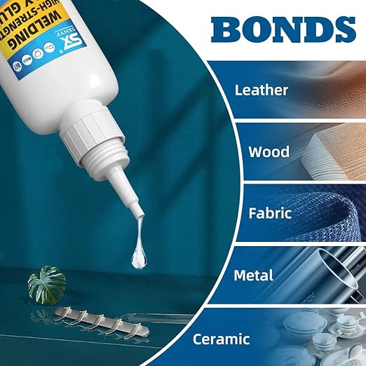 SXhyf Welding High-Strength Oily Glue - 2 Packs Ceramic Glue, Super Glue for Porcelain and Pottery Repair, Glass, Metal, Plastic, Wood, Leather, Crafts, Tile, Rubber and More, 3.52 oz (100 Gram)