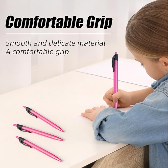 Retractable Red Ballpoint Pen for Smooth Writing 1.0mm Medium Pack of 100, Click pens with Comfort grip, Idea for Journaling, Planner, Note Taking Office School Supplies