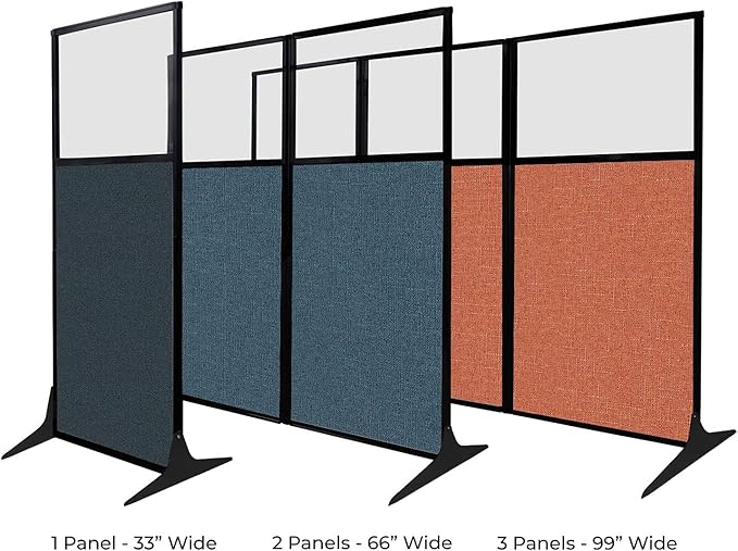 Versare Workstation Partition | Portable Wall Divider | Modern Office Cubicle | Free Standing Privacy Screen | Flexible Work Space | 33" x 70" Navy Blue Fabric Panels