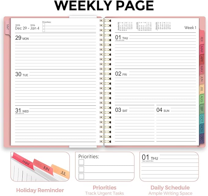 Planner 2026, 8.5" x 11" Monthly & Weekly Planner with Tabs, JAN - DEC 2026, Goal Setting & Time Management Organizer for Professionals & Students
