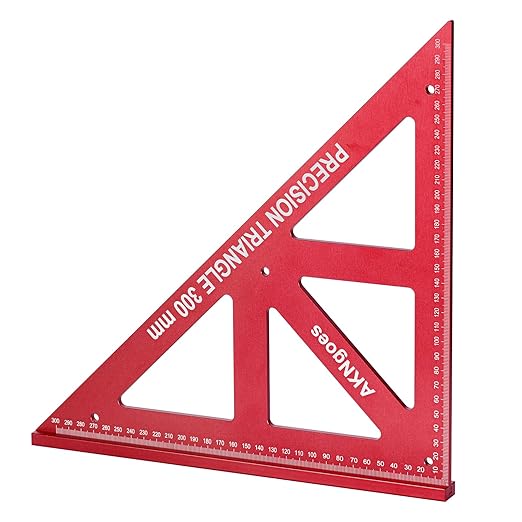 Precision Triangle Square 12inch, Metric & Imperial Scale Framing Square for Precise 90 and 45-Degree Measurement, Aluminum Alloy Architect Ruler for Carpenter