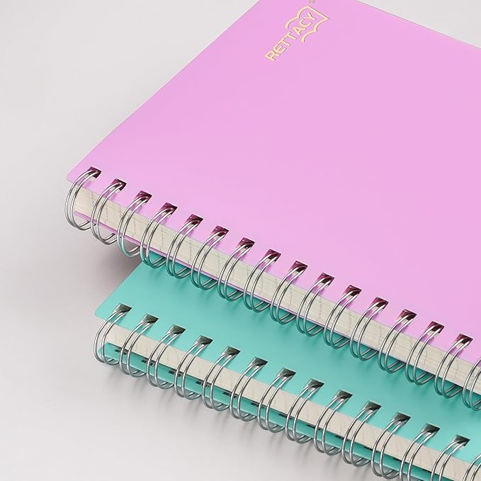 RETTACY Pocket Journal Notebook, 160 Lined Pages, A6 Mini Small Size (4.5" × 5.7"), for Work, Journaling, Writing, 100 GSM Thick Paper, Spiral-bound, Flexible Plastic Cover (Lilac)