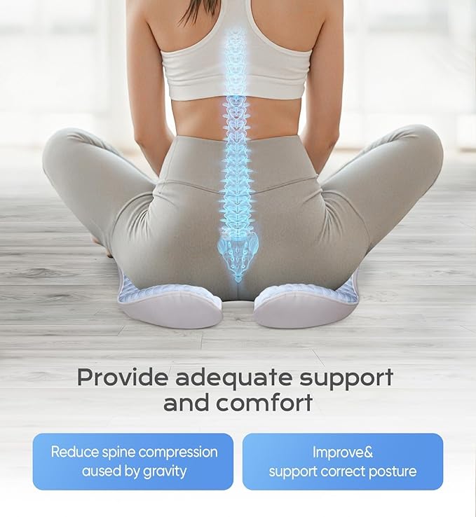 Seat Cushion for Tailbone Pain Relief X-Large ,Ergonomic Office Chair Cushions for Butt Hip Lower Back & Sciatica Pain Relief Pillow,Pressure Relief Seat Cushion for Long Sitting, Car & Plane（Blue)