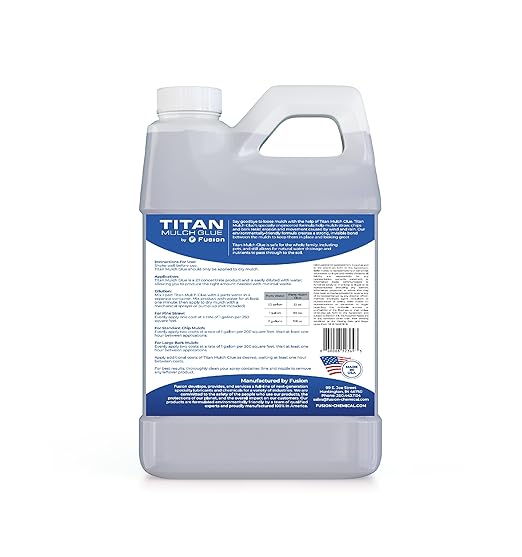 Titan Mulch Glue for Landscaping, Fast-Dry, Non-Toxic, Strong Mulch Glue for Rocks, Prevents Washout & Erosion in Flowerbeds & Gardens, Long-Lasting Stabilizer (128 Fl Oz) by Fusion Chemical
