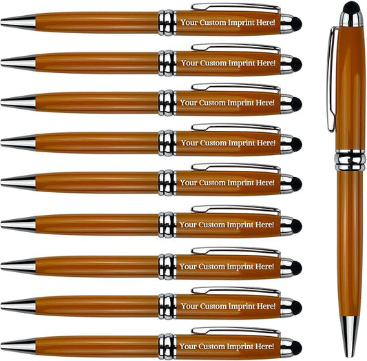 Ancolo Personalized ball Pens-Black Writing Set- Medium Point -Engraved with Name or Message, Team Name, Phone Number For journaling and office - Gift for Men and Women 10 Pens/Box