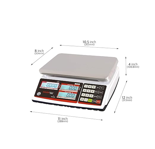 VisionTechShop TVP-12B Price Computing Scale, Lb/Oz/Kg Switchable, 12lb Capacity, 0.002lb Readability, NTEP Legal for Trade COC #19-038, NSF Certified