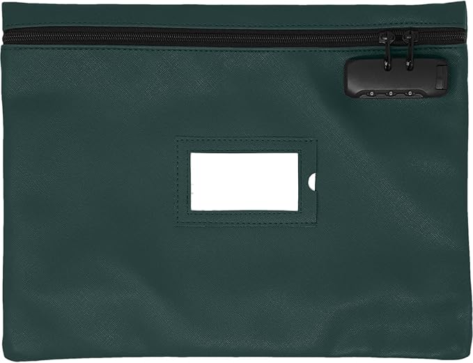 Notary Bag with Lock | 14x11 inch | Green | Zipper Notary Supplies Bag | Locking Notary Bag for Notary Kit, Stamp, Embosser, Ink Pad, and Valuables | Locking Document Bag | Journal Carrying Case