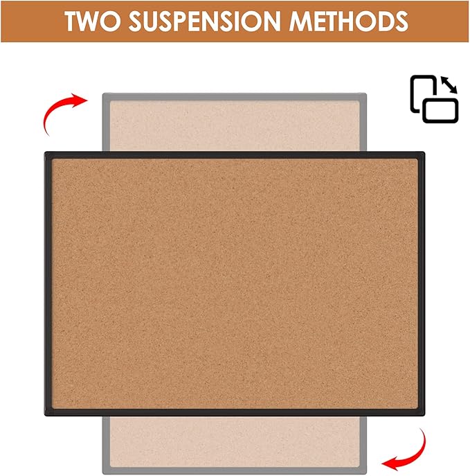Board2by Cork Board Bulletin Board 48" x 36", Black Aluminium Framed 4x3 Corkboard, Office Board for Wall Cork, Large Wall Mounted Notice Pin Board with 18 Push Pins for School, Home & Office