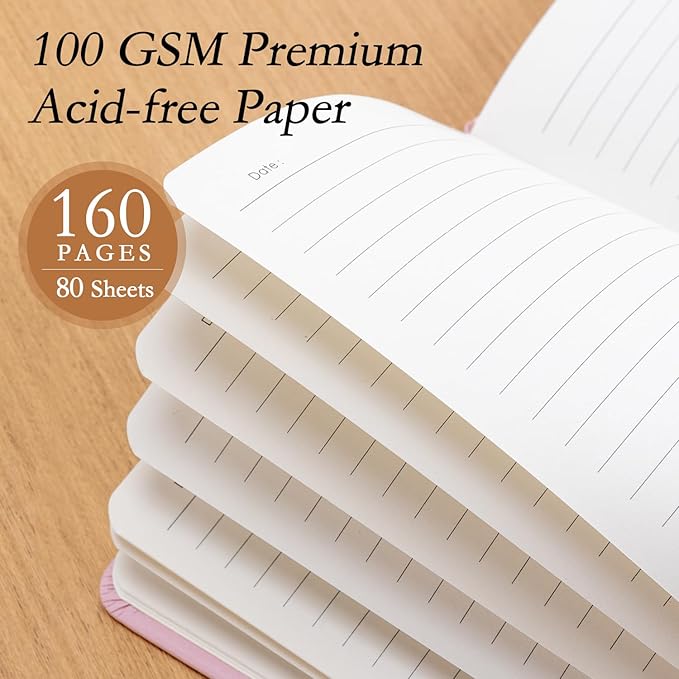 deli 6-Pack Lined Journal Notebook, 160 Pages Hardcover Writing Notebook, A5 (5.5"x8.2") College Ruled Notebook for Office, School, Work Notes