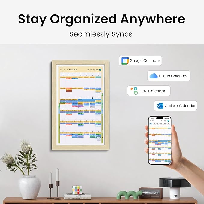 ApoloSign Digital Calendar: Electronic Calendar, Smart Touchscreen Interactive Display for Chore Chart, Family Schedules Planner, Supports All Apps via Google Play (Yellow, 15.6-inch)