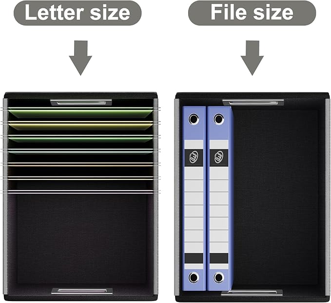 Huolewa Faux Leather File Organizer Box with Lid, Collapsible Hanging File Folder Box Organizer with Plastic Slides, Decorative Home/Office Filing System Boxes for File and Folders Storage