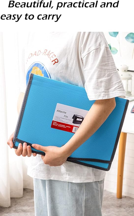 Expanding File Folder Document Organizer with Elastic Cord & Button Closure, Letter Size, 3.5" Expansion, Letter A4 Expandable File Folder for Home School Office Organization, 3 Pack