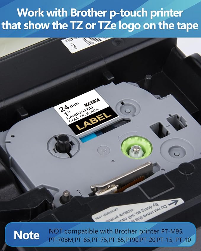 Weemay 3 Pack TZe354 24mm Gold on Black Laminated Label Tape Compatible with Brother Label Maker Tape TZe-354 TZe 354 TZ-354 TZ354 for PTouch PT-E500 PT-D600 PT-P750W PT-P900W Printer, 1 in x 26.2 ft