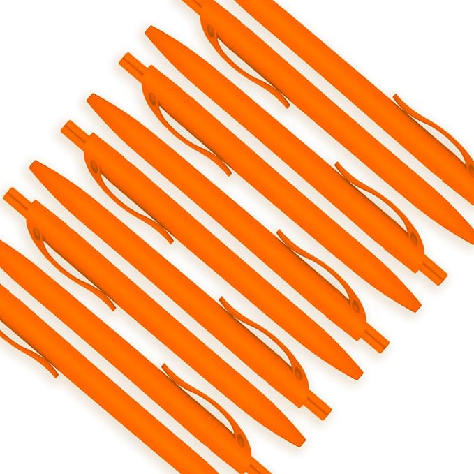 deegtran 100 Pack Orange Barrel Retractable Medium Point Ballpoint Pens, Smooth Ink, No Bleed, Soft Grip, Modern Design, Unisex, Ambidextrous