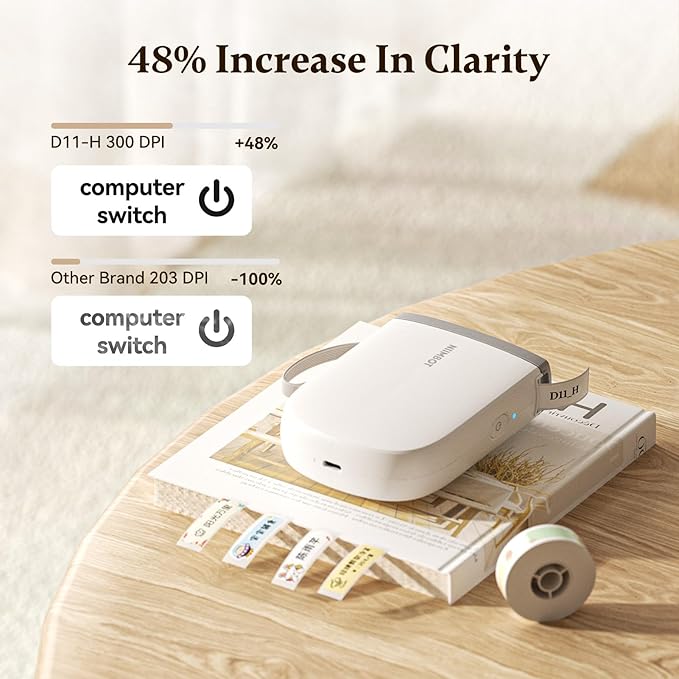 NIIMBOT D11 Bluetooth Label Maker 300 DPI Portable Label Printer with 3Rolls Labels