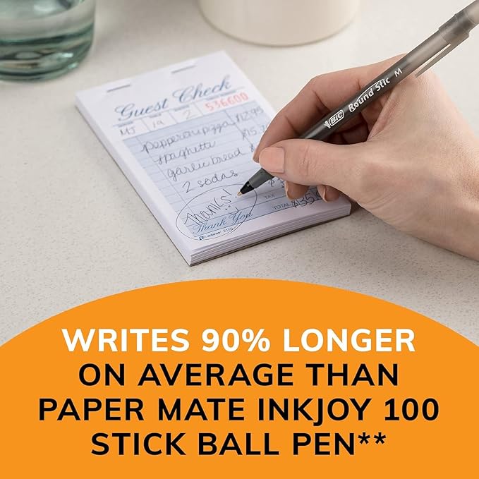 BIC Round Stic Xtra Life Ballpoint Pens, Bulk Pack of Black Ink Pens, Medium point 1.0 mm, Pack of 300