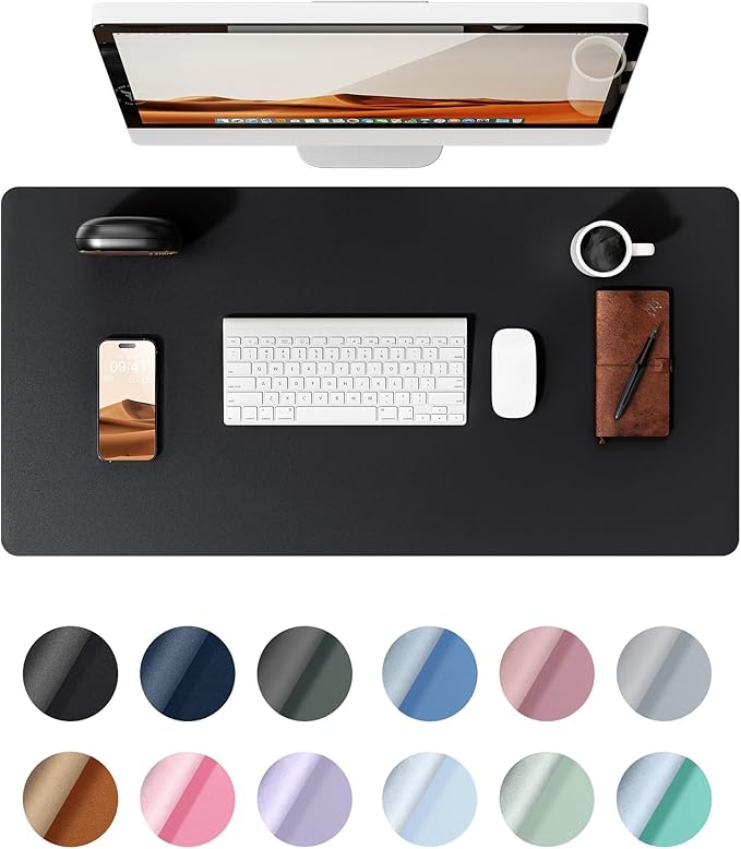 YSAGi Leather Desk Protector, Non-Slip Large Mouse Pad, Waterproof PU Laptop Mat Table Pad for Office and Home (90 x 43 cm, Black)