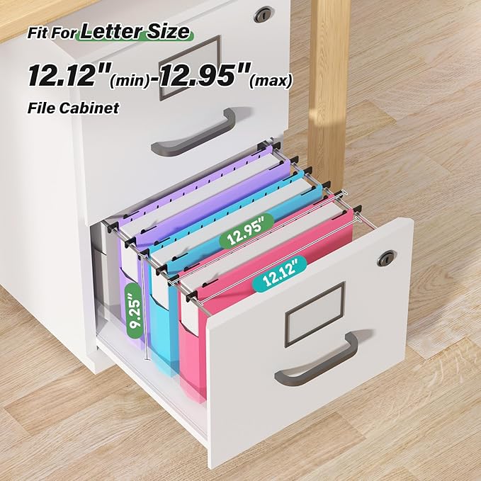 Plastic Hanging File Folders Letter Size,12 Pack Reinforced Expanding Hang Folder,Accordian Pocket,Extra Capacity,Heavy Duty 2 Inch Expansion,Hanging Folder Organizer for Office Home,Colored Folders