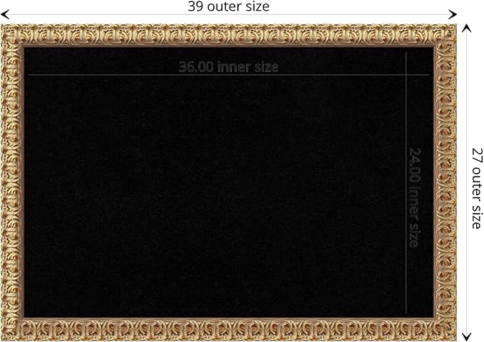 Amanti Art Black Cork Board for Wall, 27x39 Vision Board with Gold Wood Frame, Large Corkboard Office Decor for Home Organization, Traditional Corkboard Pinboard to display items for home organization